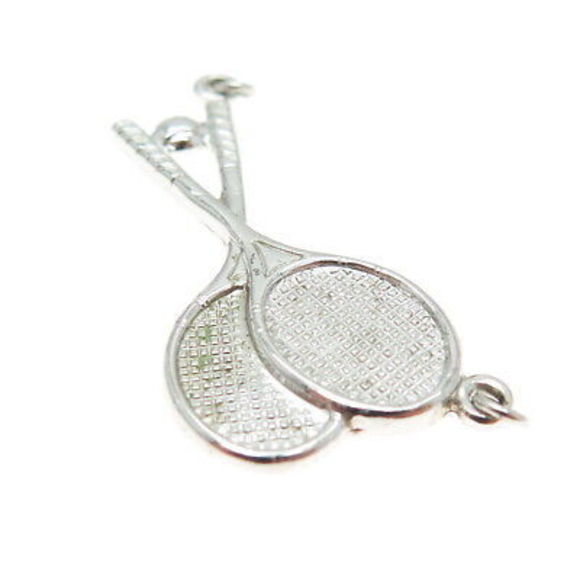 TRU-KAY 925 Sterling Silver Vintage Tennis Racket Centerpiece Charm Pendant - Picture 5 of 7